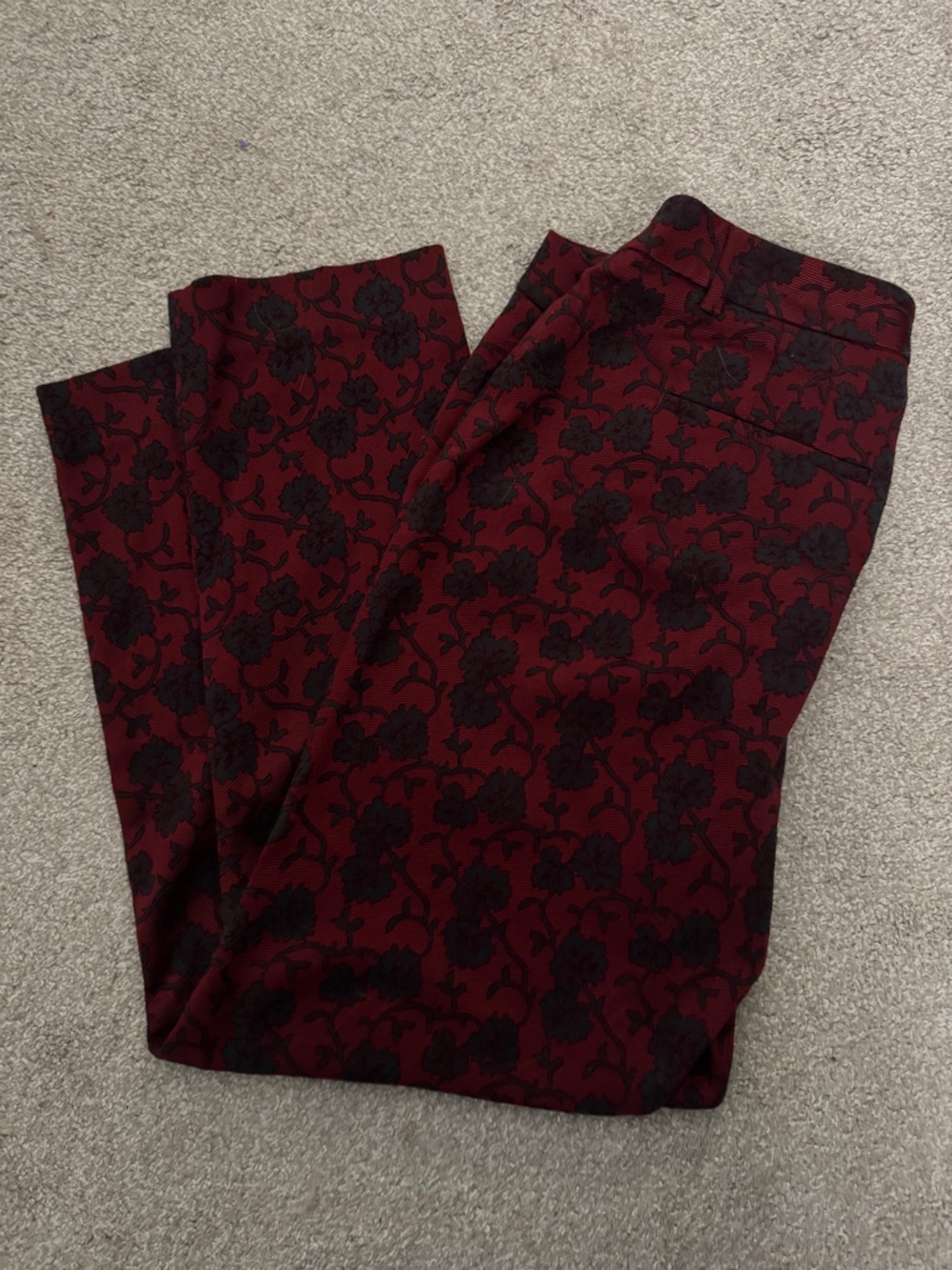 Burgundy and Black Floral Goth Print Women’s Pants
